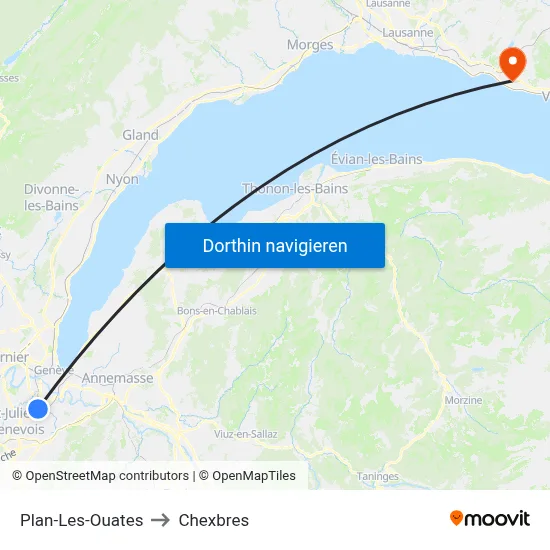 Plan-Les-Ouates to Chexbres map