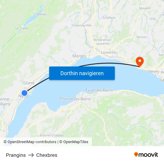 Prangins to Chexbres map