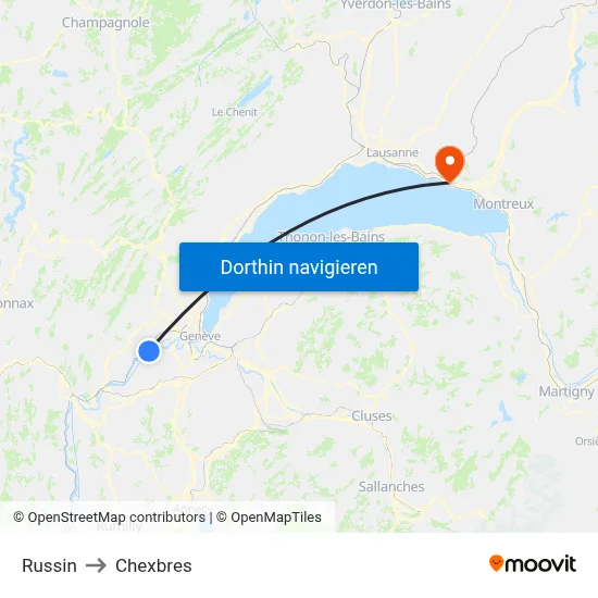 Russin to Chexbres map