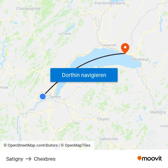 Satigny to Chexbres map