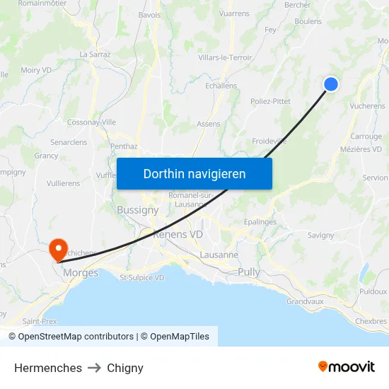 Hermenches to Chigny map