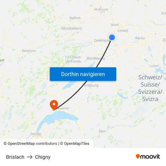 Brislach to Chigny map