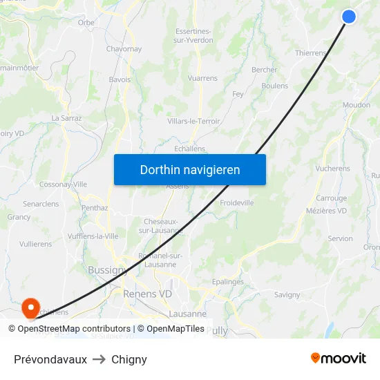 Prévondavaux to Chigny map