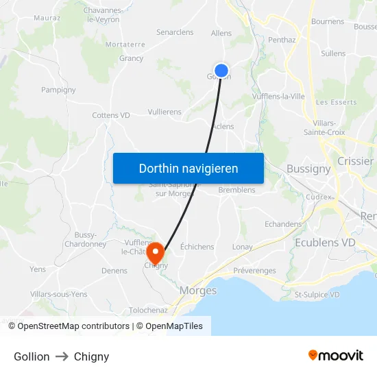 Gollion to Chigny map