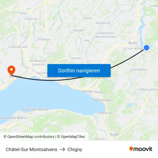 Châtel-Sur-Montsalvens to Chigny map