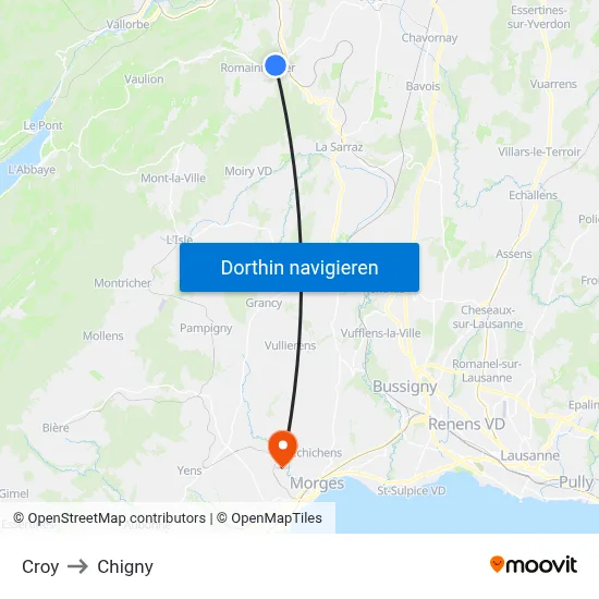 Croy to Chigny map