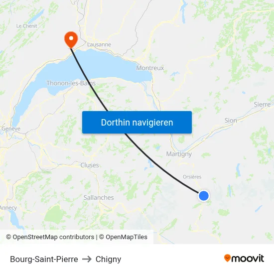 Bourg-Saint-Pierre to Chigny map