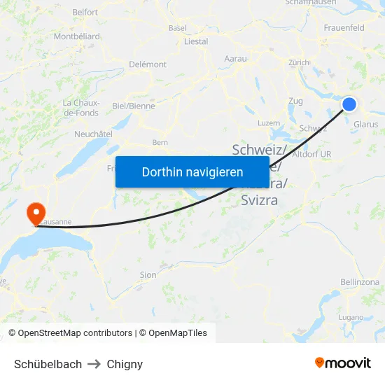 Schübelbach to Chigny map