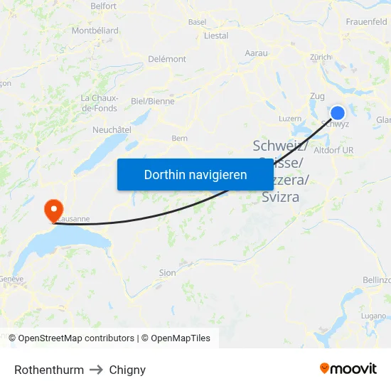 Rothenthurm to Chigny map