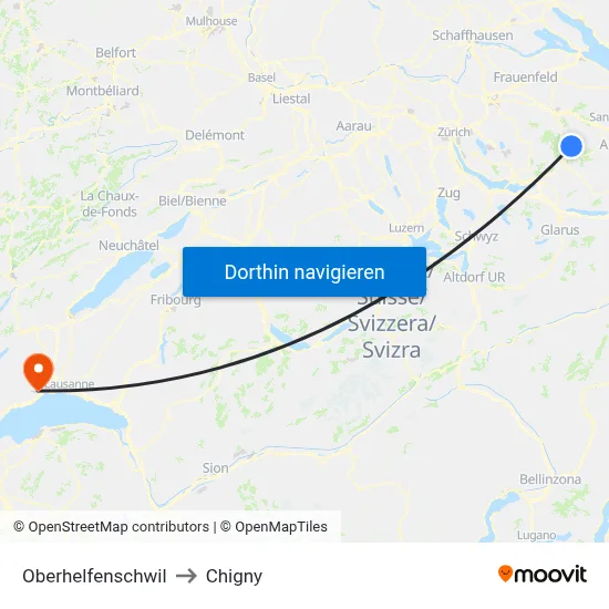Oberhelfenschwil to Chigny map