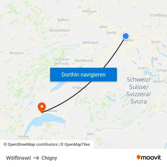 Wölflinswil to Chigny map