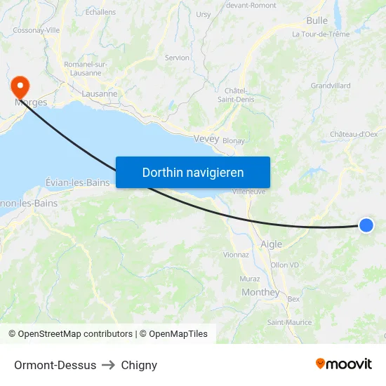 Ormont-Dessus to Chigny map