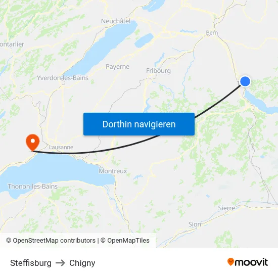 Steffisburg to Chigny map