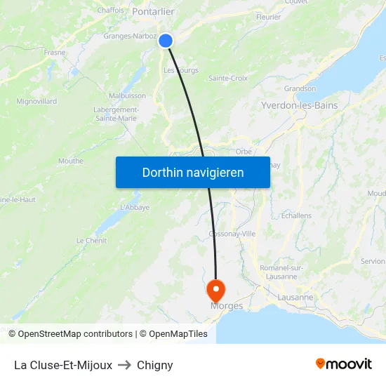 La Cluse-Et-Mijoux to Chigny map