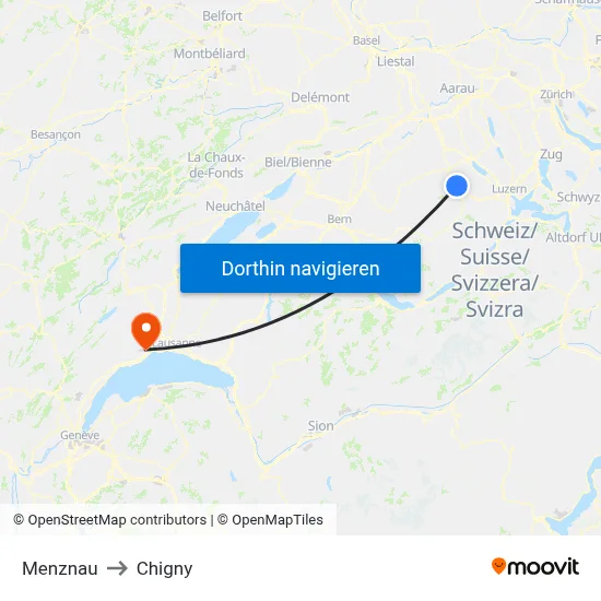 Menznau to Chigny map