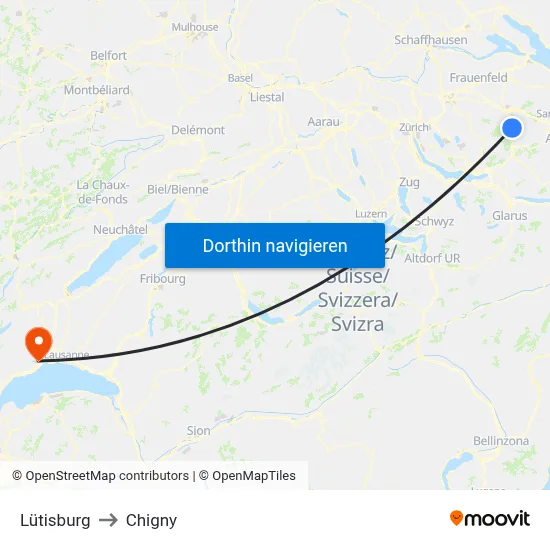 Lütisburg to Chigny map