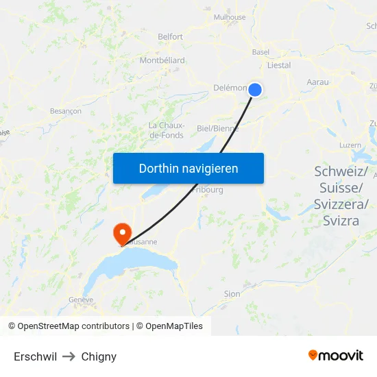 Erschwil to Chigny map