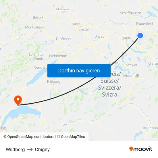 Wildberg to Chigny map