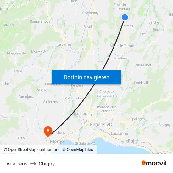 Vuarrens to Chigny map