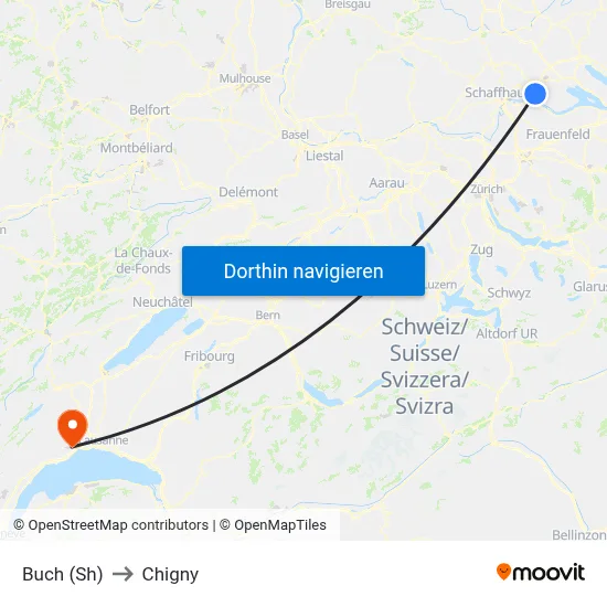 Buch (Sh) to Chigny map
