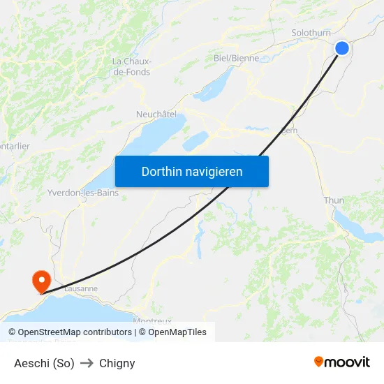 Aeschi (So) to Chigny map