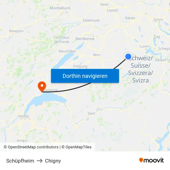 Schüpfheim to Chigny map