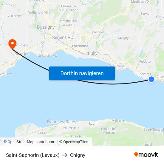 Saint-Saphorin (Lavaux) to Chigny map