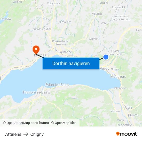 Attalens to Chigny map