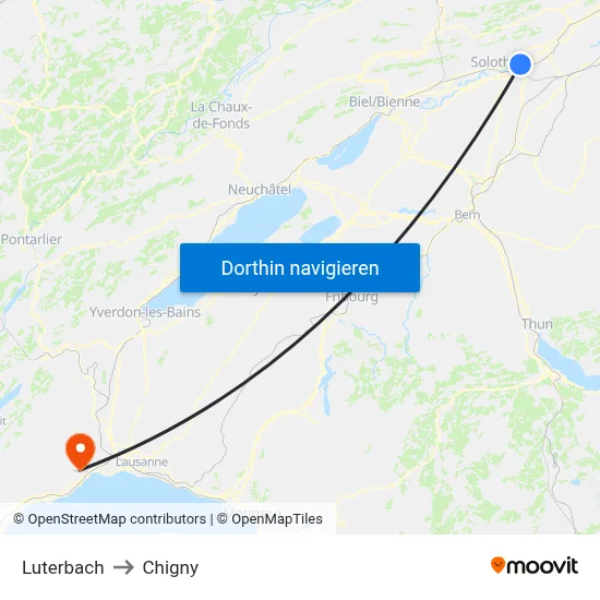 Luterbach to Chigny map