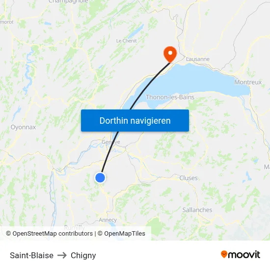 Saint-Blaise to Chigny map