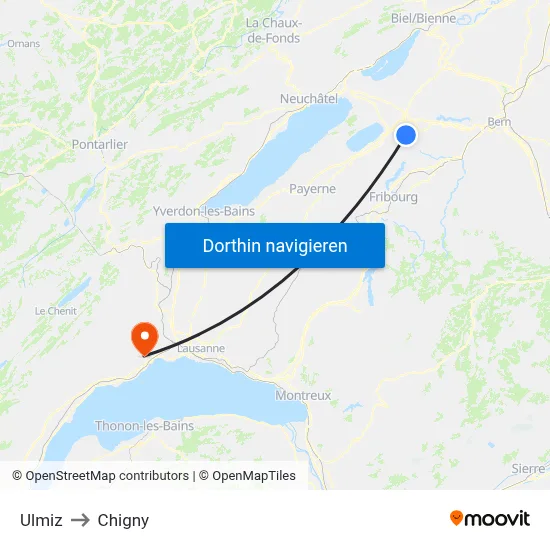 Ulmiz to Chigny map