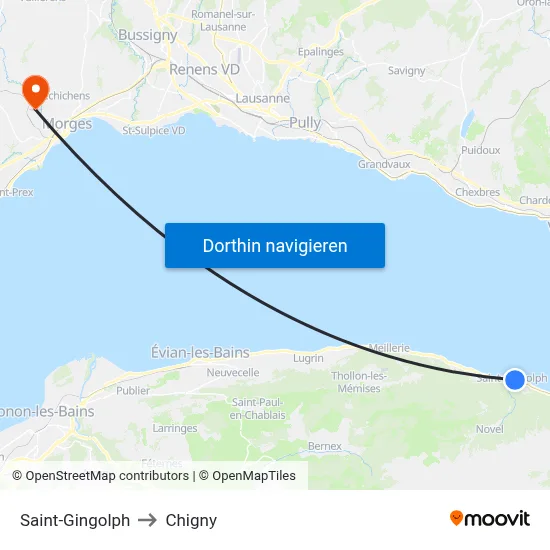 Saint-Gingolph to Chigny map
