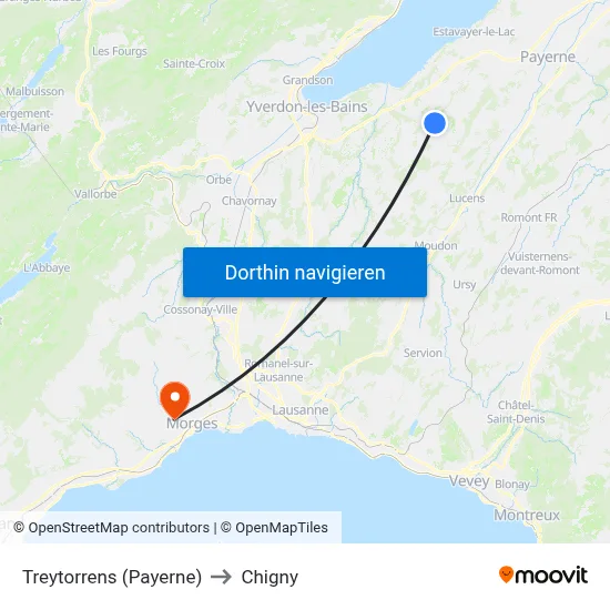 Treytorrens (Payerne) to Chigny map