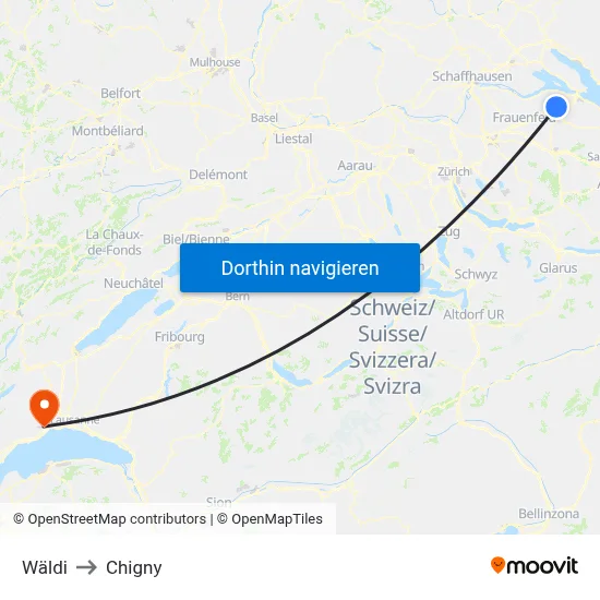 Wäldi to Chigny map