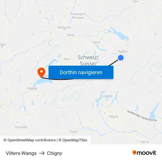 Vilters-Wangs to Chigny map