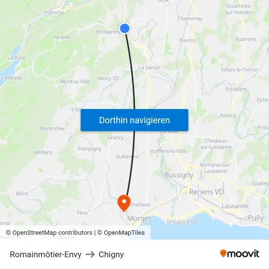 Romainmôtier-Envy to Chigny map