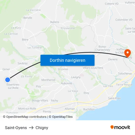 Saint-Oyens to Chigny map