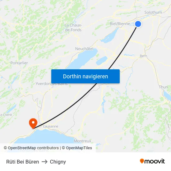 Rüti Bei Büren to Chigny map