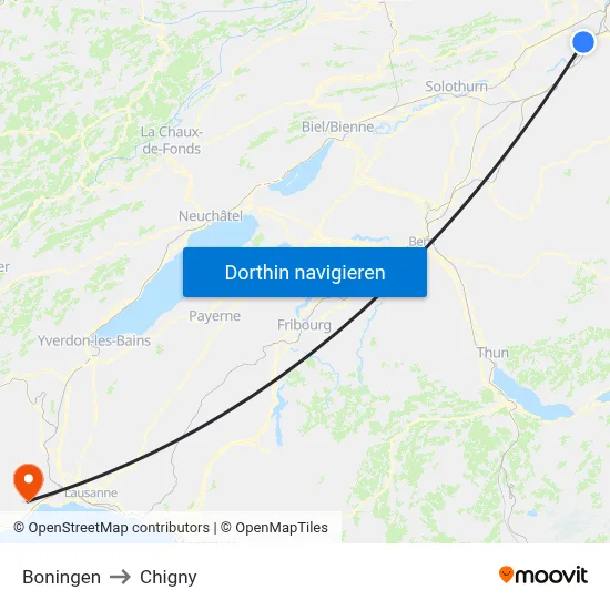 Boningen to Chigny map