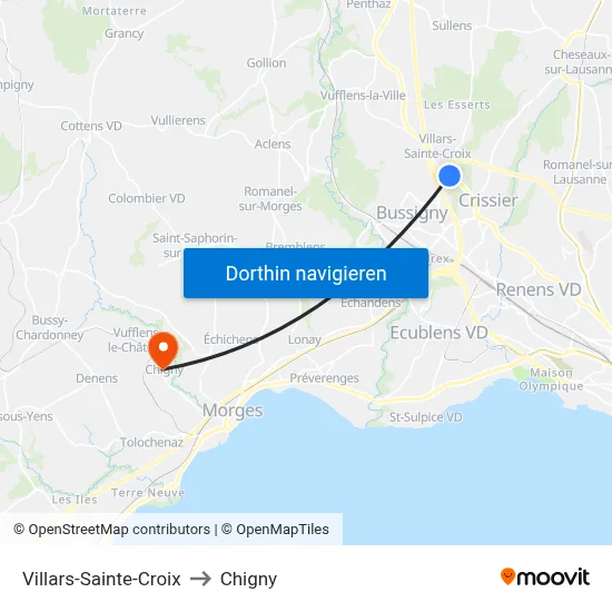 Villars-Sainte-Croix to Chigny map
