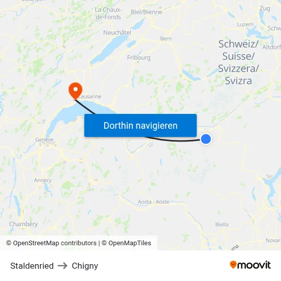 Staldenried to Chigny map