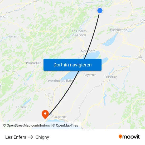 Les Enfers to Chigny map