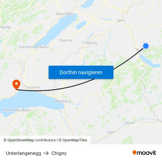 Unterlangenegg to Chigny map