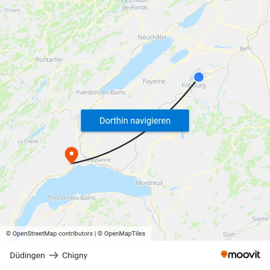 Düdingen to Chigny map