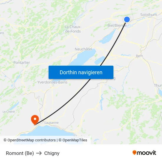 Romont (Be) to Chigny map