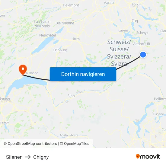 Silenen to Chigny map