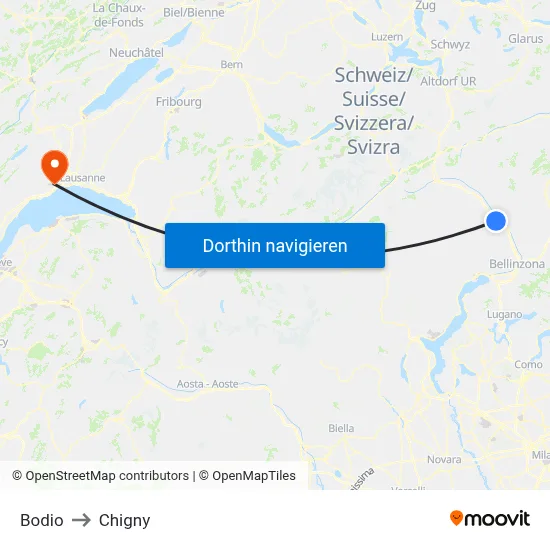 Bodio to Chigny map