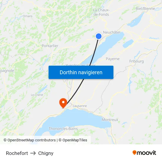 Rochefort to Chigny map