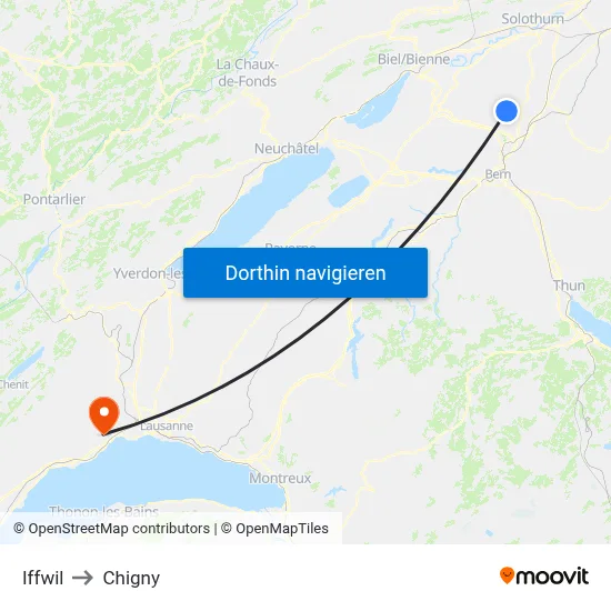 Iffwil to Chigny map