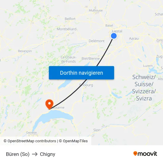 Büren (So) to Chigny map